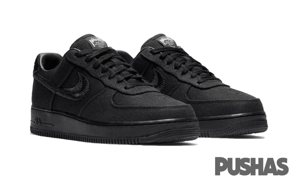 Stussy x Nike Air Force 1 Low 'Black' Sneakers (2020) - Men's Streetwear Shoes for Casual Wear & Urban Fashion