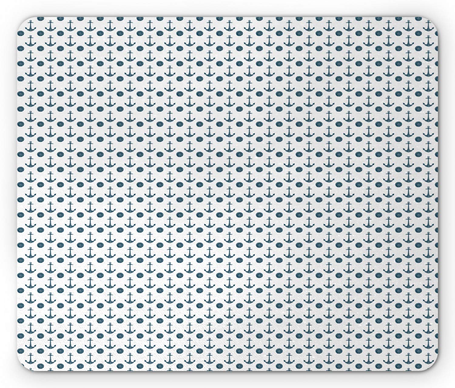Ambesonne Nautical Blue Mouse Pad - Non-Slip Rubber Mousepad with Monochrome Anchor & Shell Pattern, Standard Size Rectangle Computer Mouse Mat in Dark Teal & White | Perfect for Office, Gaming & Home Workspace