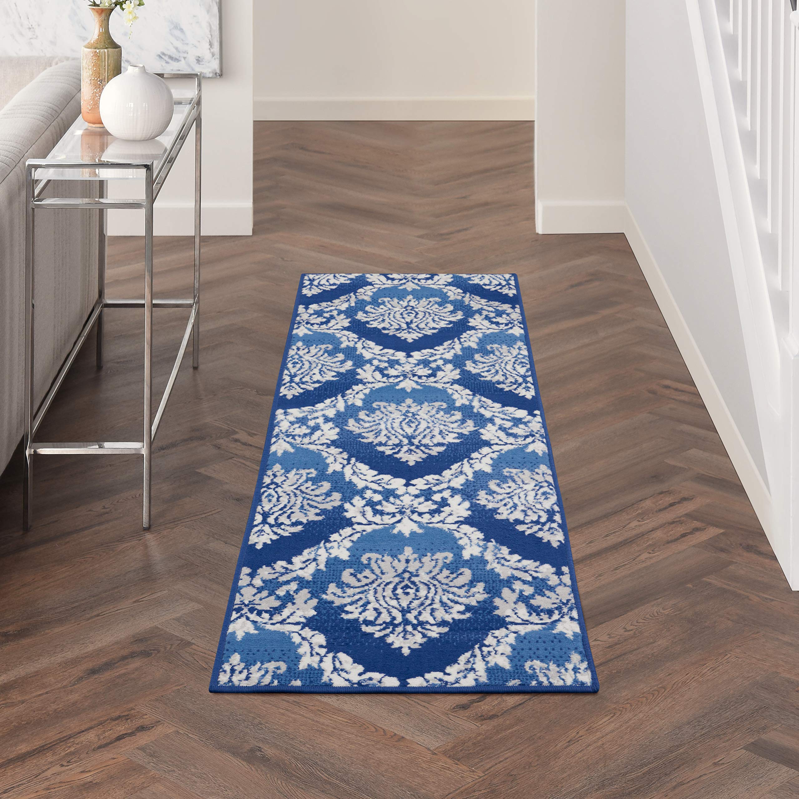 Nourison Whimsicle Blue 2' x 6' Botanical Farmhouse Runner Rug - Non-Shedding, Easy to Clean - Perfect for Bedroom, Living Room, Dining Room & Kitchen Decor