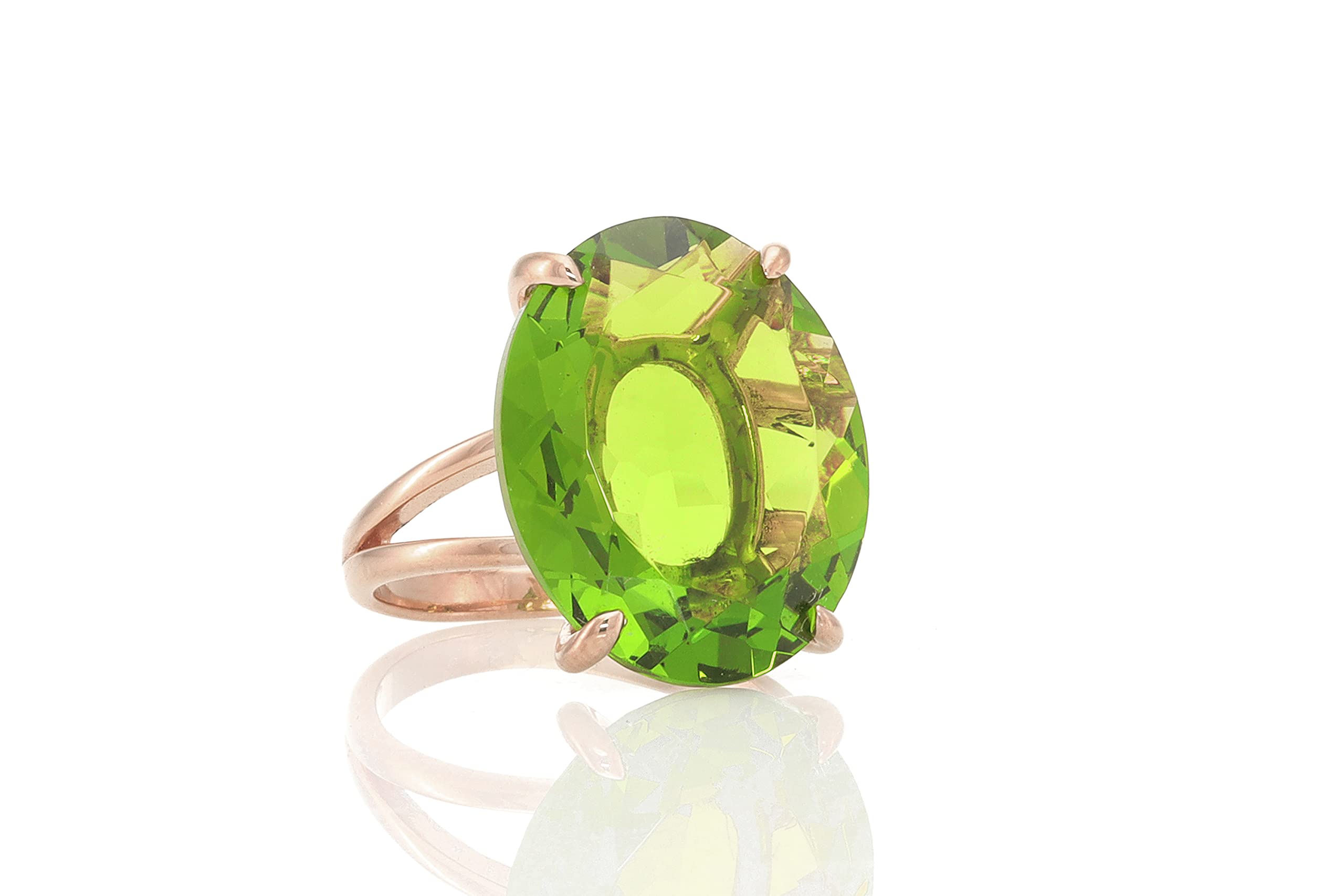 14k Rose Gold Filled Peridot Ring for Women | Handcrafted August Birthstone Jewelry | Elegant Simple & Statement Ring | Perfect Gift for Anniversary, Birthday & Special Occasions | Comes with Jewelry Box