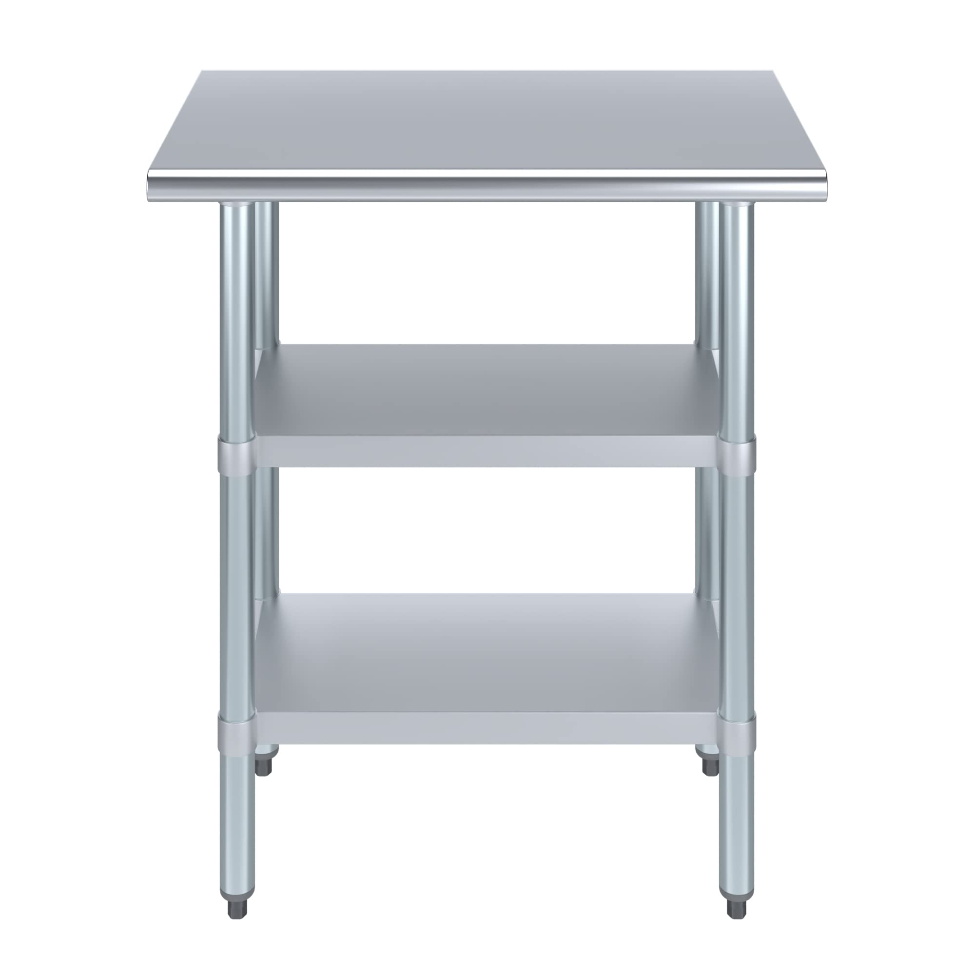 Stainless Steel Work Table with 2 Shelves - Heavy Duty Metal Utility Table for Commercial Kitchen & Home Use | NSF Certified 30