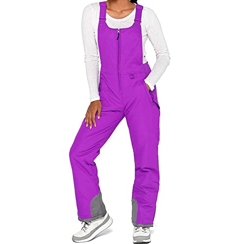 Women's Insulated Waterproof Snow Bib Overalls - Winter Ski Pants for Snowboarding with Pockets | Warm & Comfortable for Outdoor Activities