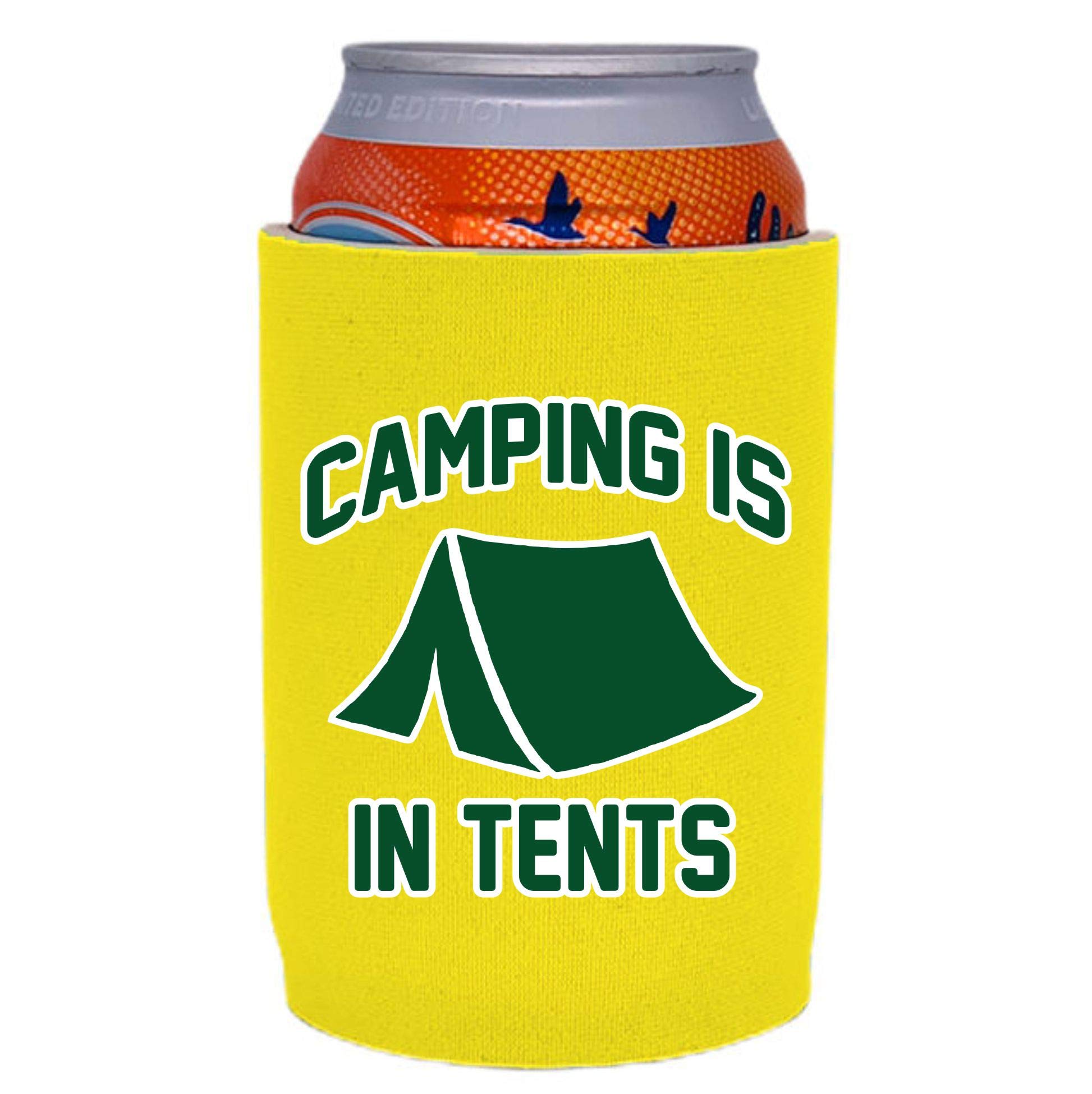 Insulated Can Cooler for Camping - Full Bottom Design (1 Pack, Yellow) - Keep Drinks Cold on Outdoor Adventures, Picnics & BBQs
