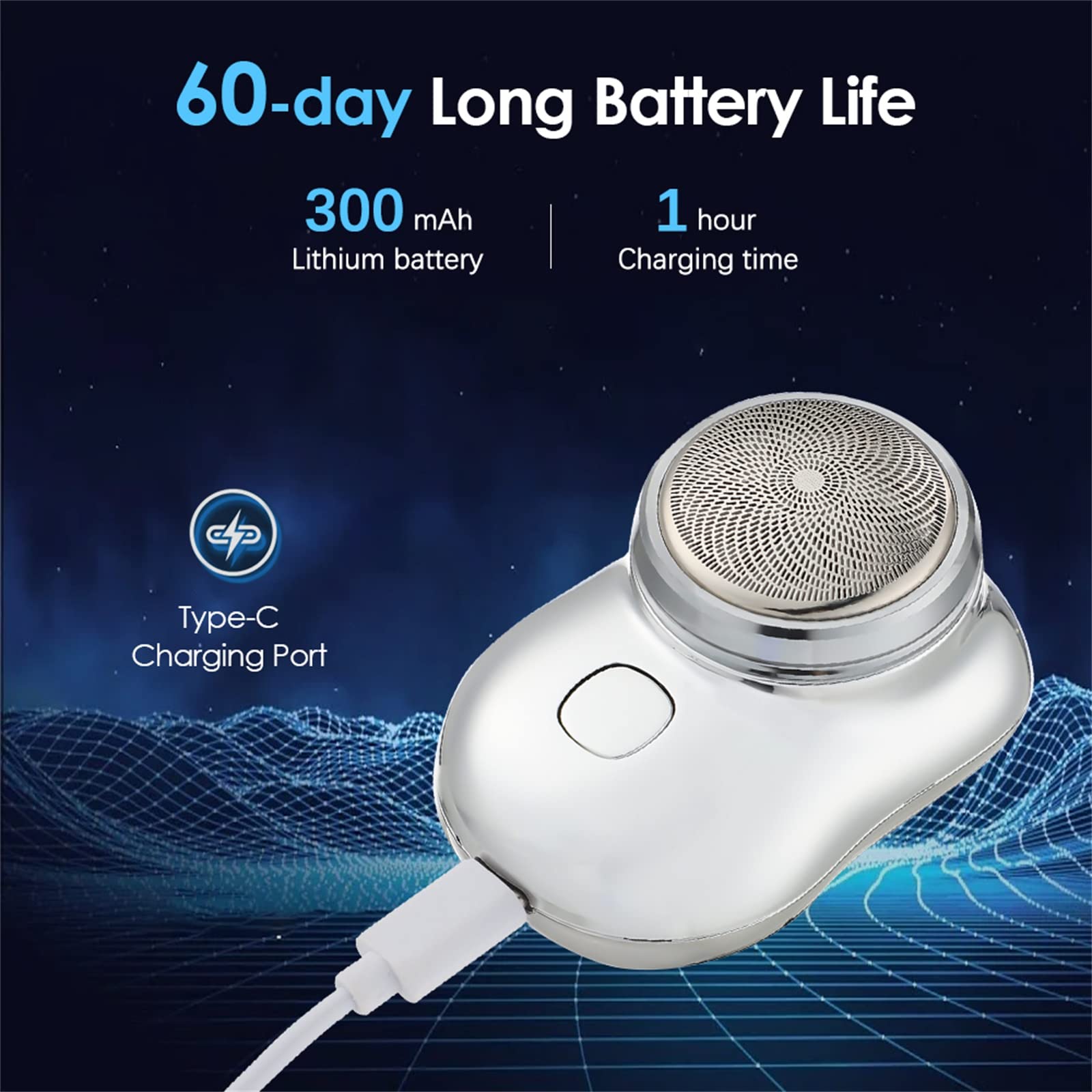 2023 New Mini Electric Shaver for Men - Portable USB Rechargeable Travel Razor, Pocket-Sized Face Shaver with Magic Smooth Shaving - Perfect for Home, Office & On-The-Go Use (Blue)
