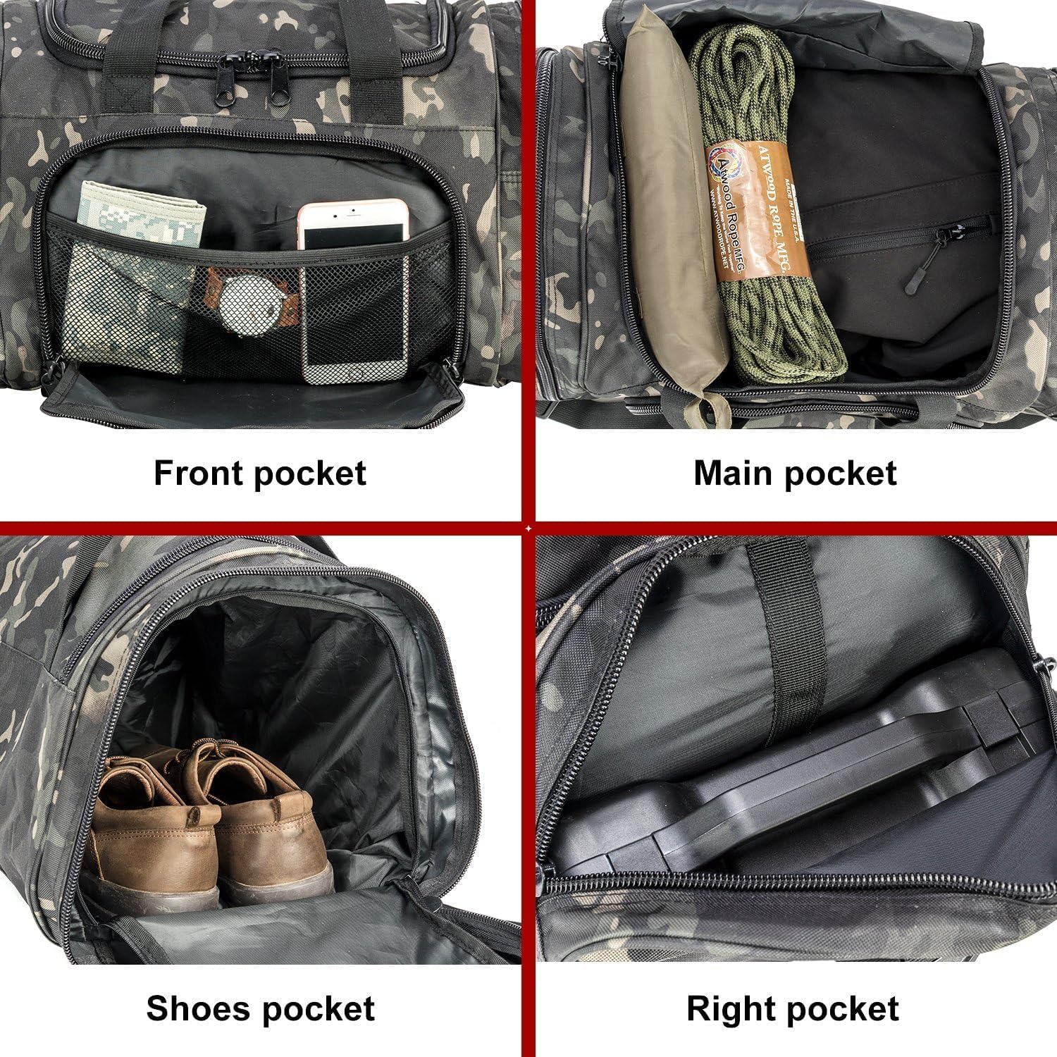 Tactical Duffle Bag with Shoe Compartment - Gym & Travel Gear for Men & Women