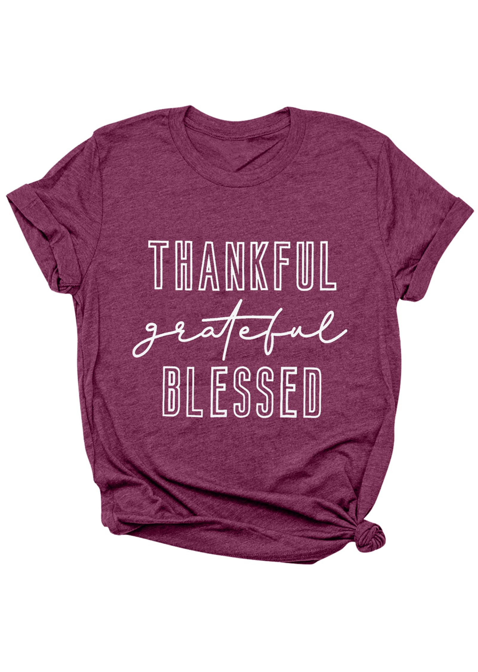 HEBBE Grateful Thankful Blessed Women's T-Shirt - Thanksgiving Fall Short Sleeve Top for Teachers & Women | Casual Wear, Holiday Gifts, Family Reunions