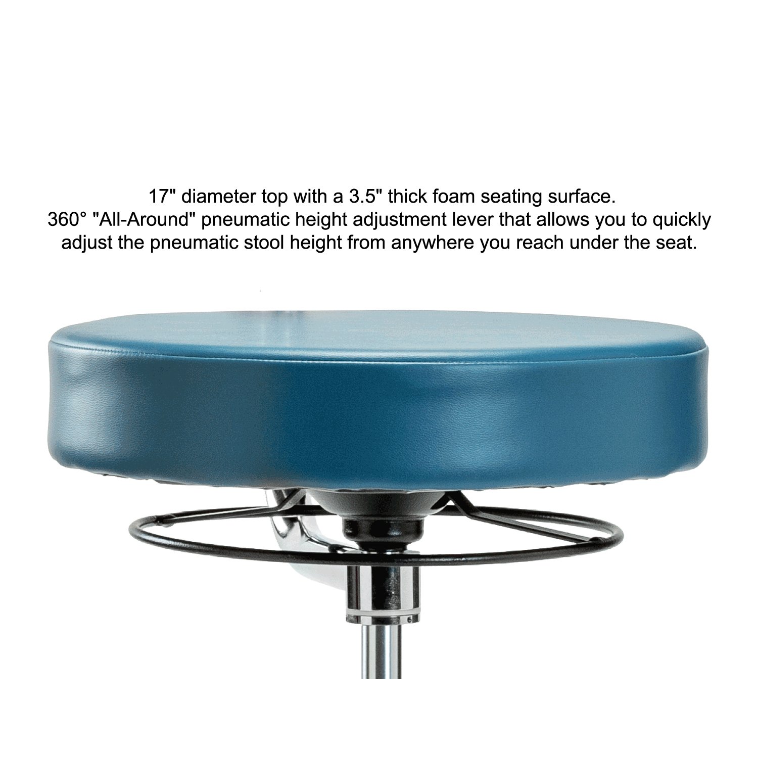 Adjustable Height Rolling Dental Stool with Procedure Arm - Black Vinyl Stool for Hardwood & Tile Floors - Perfect for Dentists, Hygienists & Dental Clinics - Ergonomic Workbench Height Design