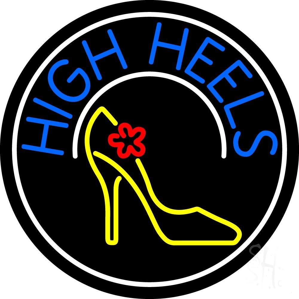 Blue High Heels LED Neon Sign 18x18 Inches - Premium Indoor Store Décor with Dimmer & Black Acrylic Backing | Perfect for Boutique Displays, Shoe Store Lighting, and Fashion Retail Window Decorations