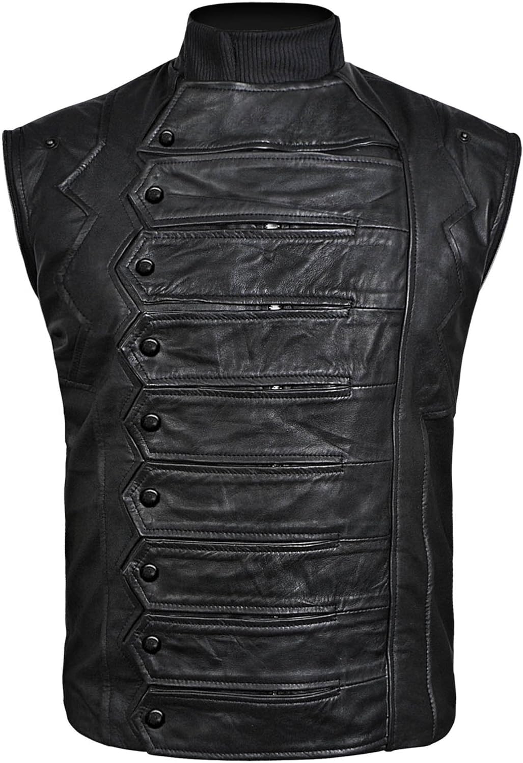 Bucky Straps Black Detachable Sleeves Real Leather Vest Jacket - 2 in 1 Convertible Biker Style for Men & Women | Perfect for Motorcycle Riding, Outdoor Adventures & Fashion Streetwear