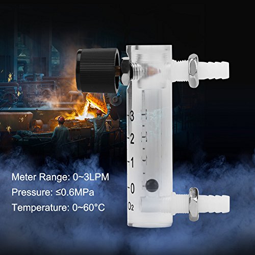 FTVOGUE Oxygen Flow Meter 0-3LPM with Adjustable Control Valve - Medical Grade Gas Regulator for Oxygen Concentrators, Welding, Aquariums & Home Healthcare Use