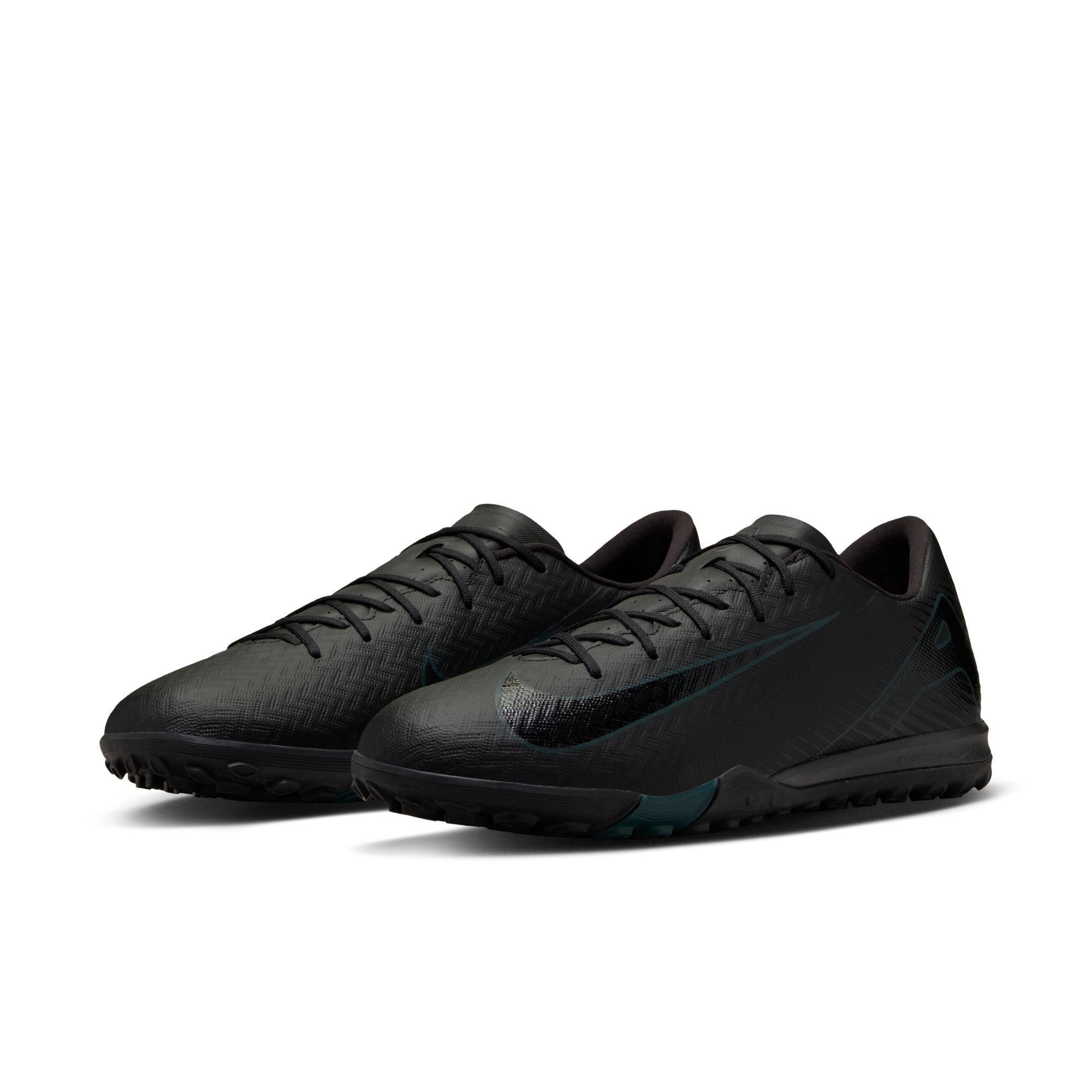 Nike Mercurial Vapor 16 Academy TF Turf Soccer Shoes for Men - Black/Black Deep Jungle - Artificial Grass & Turf Football Cleats for Training & Matches