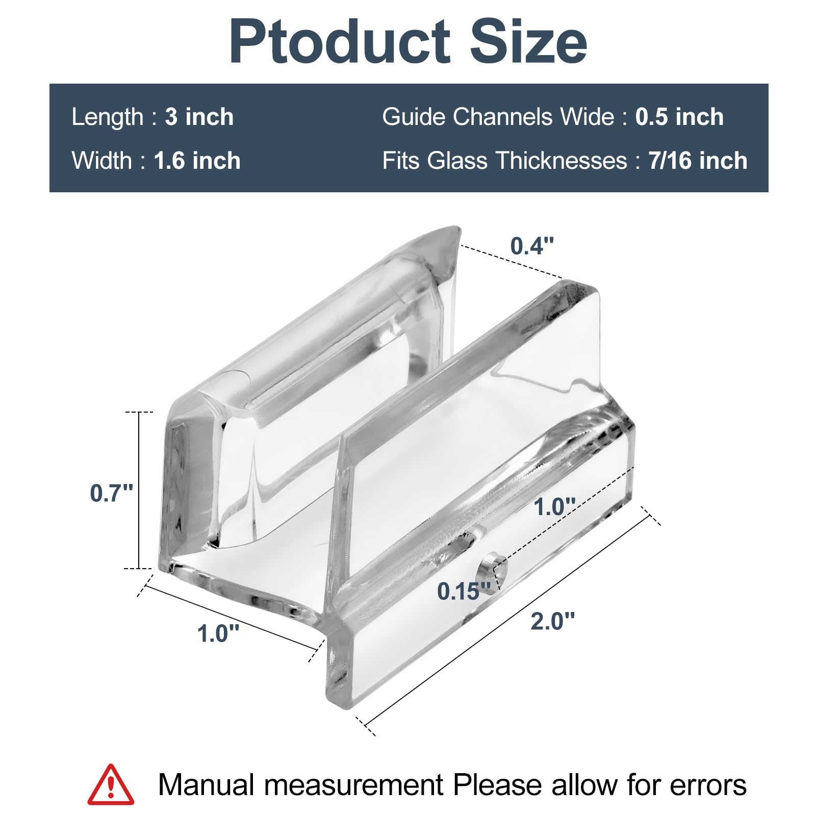 Sliding Shower Door Bottom Guide - 3/8