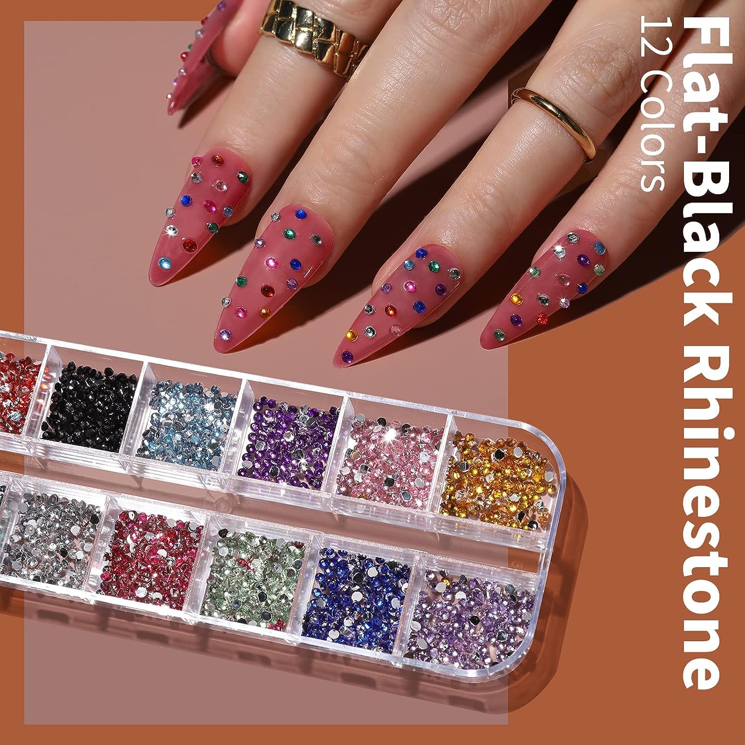 Gleevia Professional Nail Art Brushes Set - Nail Design Kit with Dotting Pens, Stickers, Butterfly Sequins, Foils, Iridescent Flakes & Rhinestones for DIY Manicure - Perfect for Home Salon, Party Nails & Professional Nail Artists (Black)