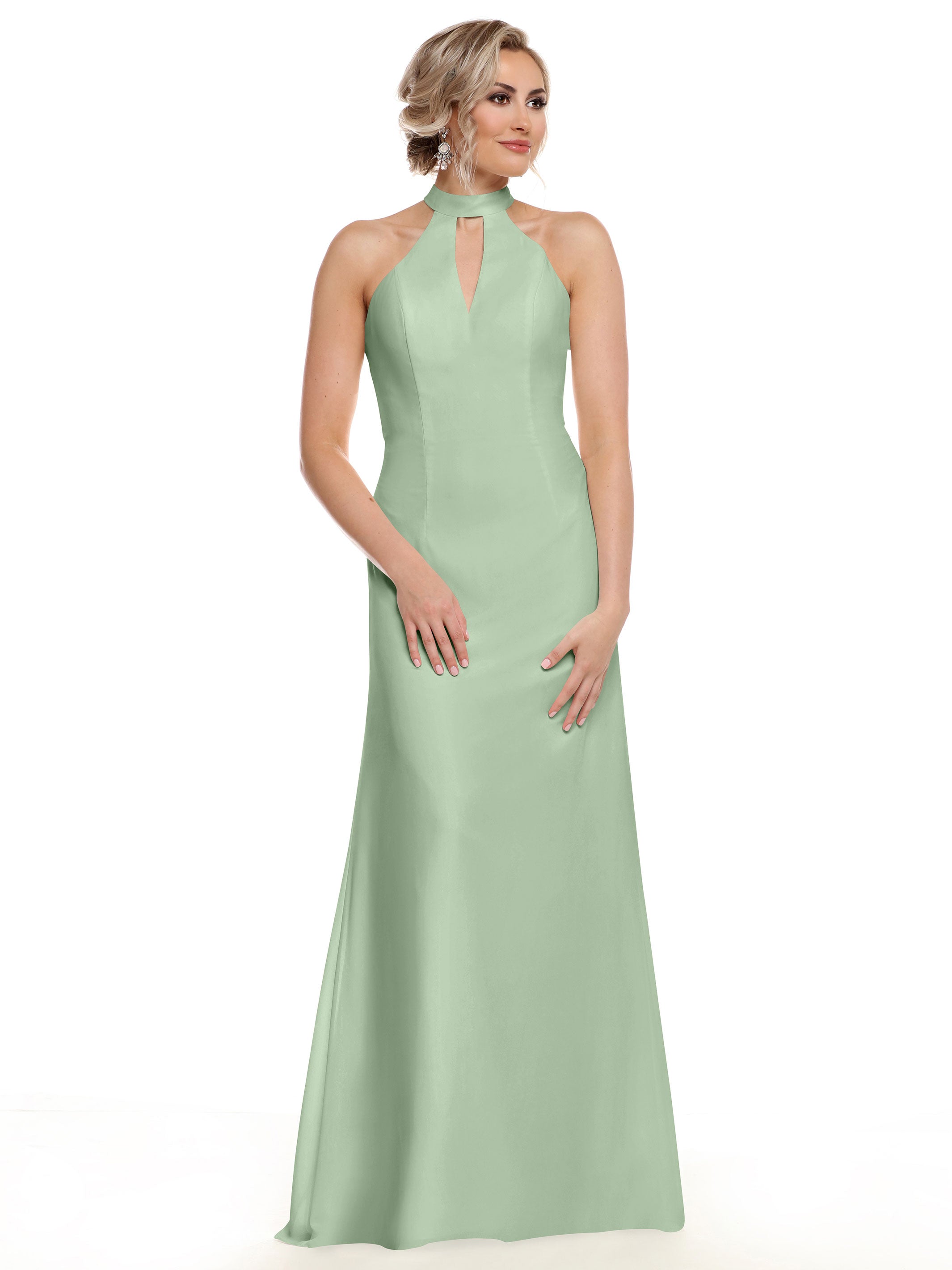 Elegant 80138 Chiffon A-Line Bridesmaid Dress with Keyhole Halter Neckline - Perfect for Weddings, Formal Events & Special Occasions