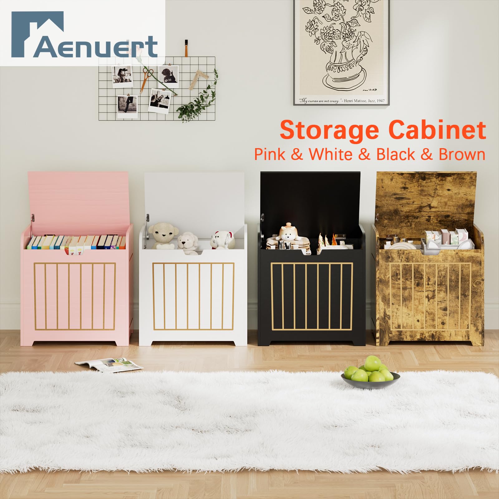 Pink Wooden Kids Storage Chest - Small Cube Toy Organizer Box for Clothes, Toys & Plants - Entryway Storage Bin & Square Nightstand for Playroom, Bedroom, Nursery - Perfect for Home Organization & Kids Room Decor