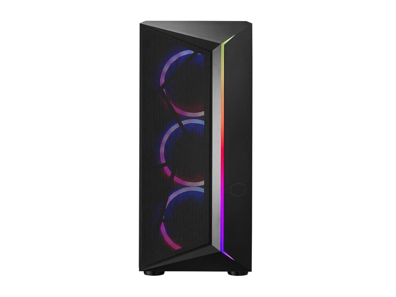 Cooler Master CMP 510 ATX Mid-Tower PC Case - Mesh Front Panel, ARGB Edge Lighting, Tempered Glass Side Panel, 3x 120mm ARGB Fans Included | Perfect for Gaming Rigs & High-Performance Builds