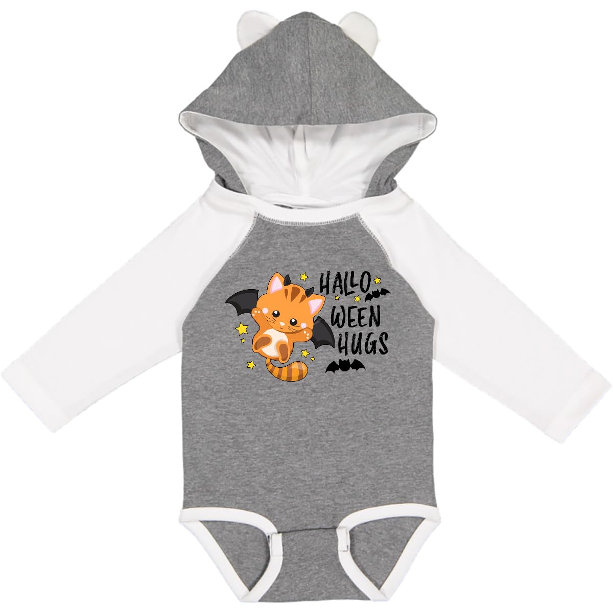 Inktastic Halloween Hugs with Cute Vampire Cat Bat Long Sleeve Creeper - Spooky & Stylish Costume for Halloween Parties, Trick or Treating & Cosplay Events