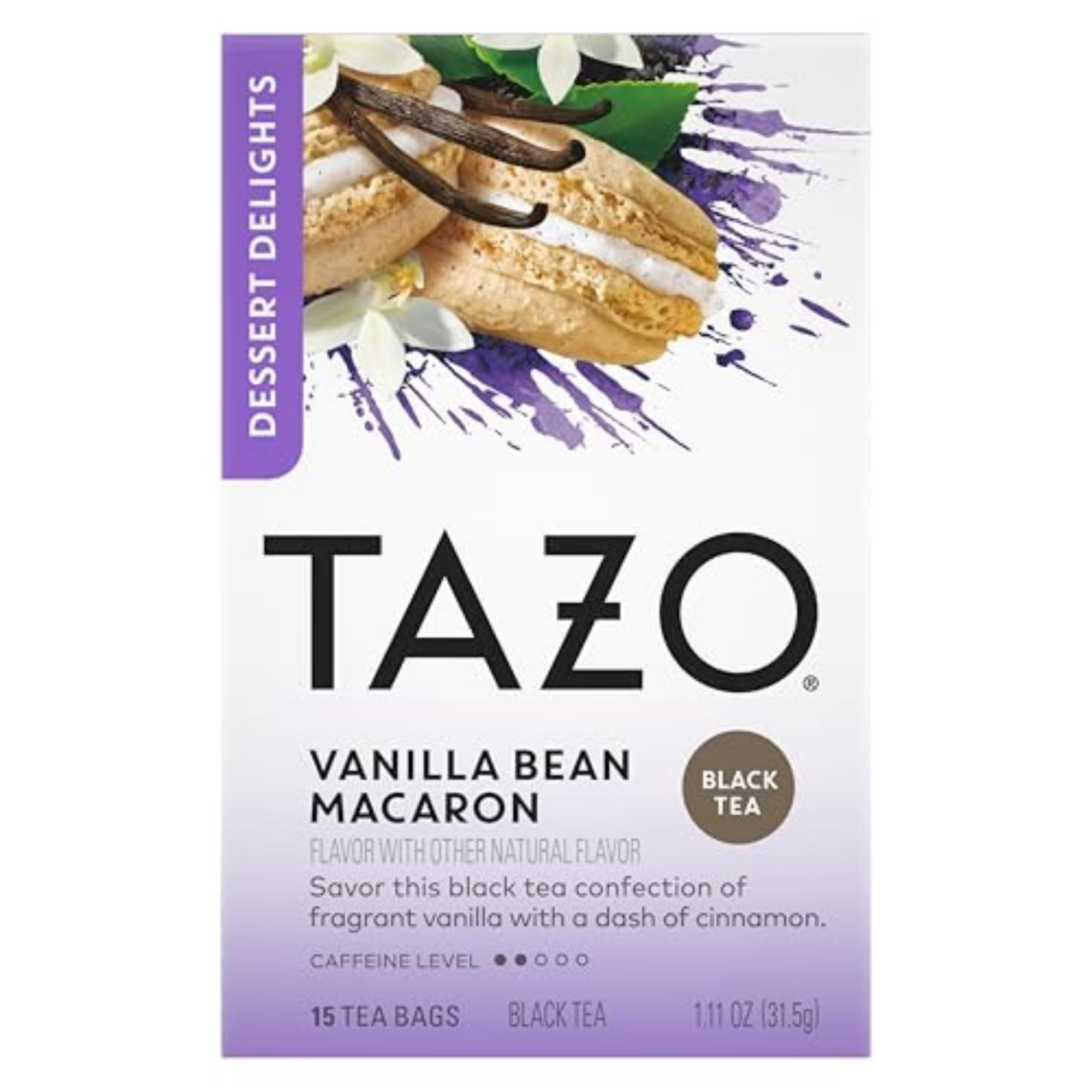 TAZO Dessert Delights Vanilla Bean Macaron Herbal Tea Bags - Sugar Free, Zero Calories, Caffeine Free - 90 Count (15ct x 6 Packs) for Afternoon Tea & Relaxation