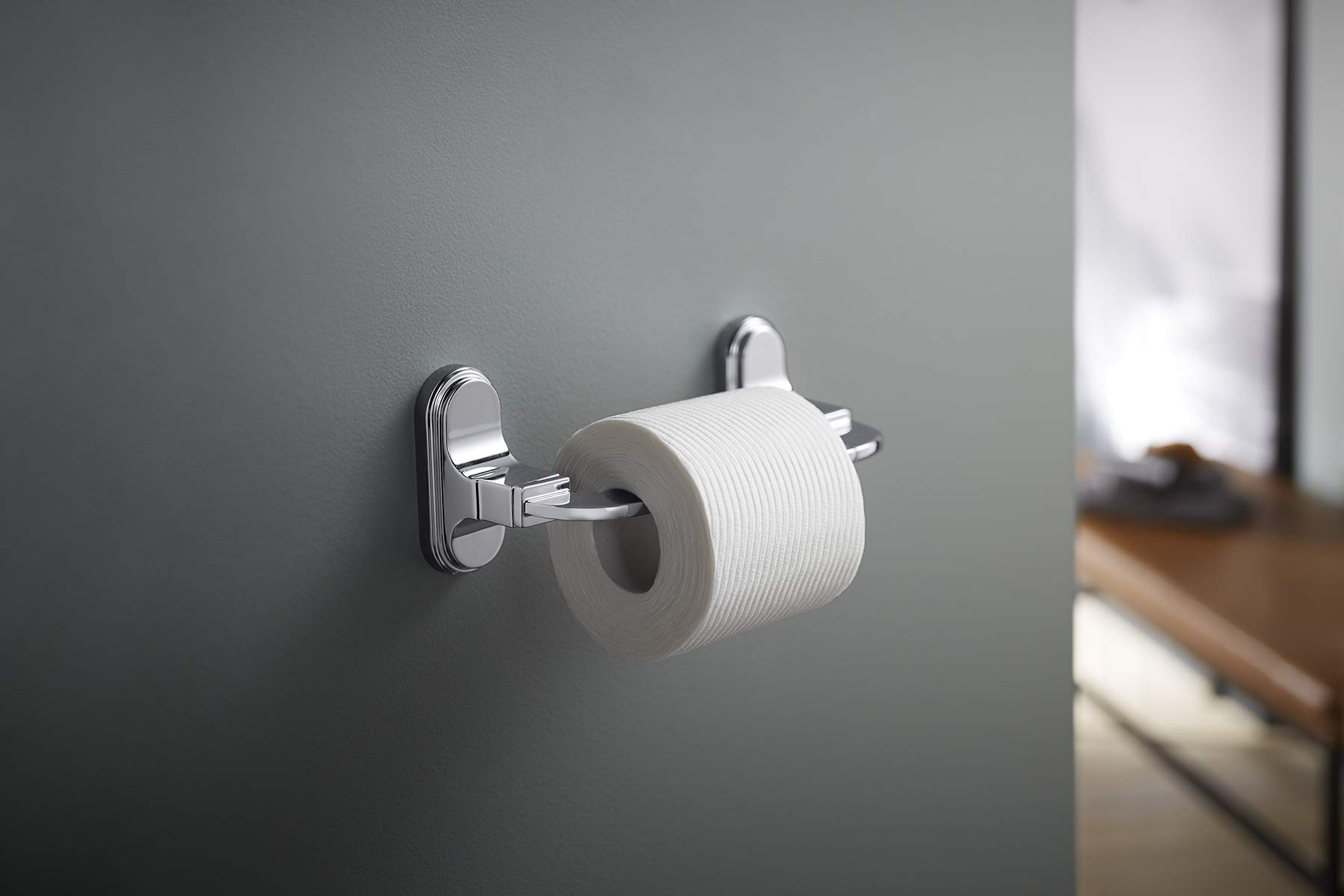 Kohler K-26537-CP Polished Chrome Commercial Toilet Paper Holder - Heavy Duty Stainless Steel Bathroom Accessory for Restrooms, Offices & Public Spaces