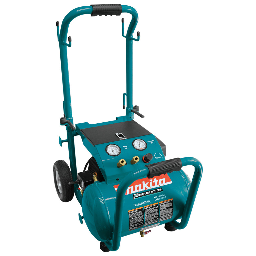 Makita MAC5200 3.0 HP Big Bore Air Compressor with Cast Iron Roll Cage - Powerful & Durable for Construction, Woodworking, and Automotive Repair