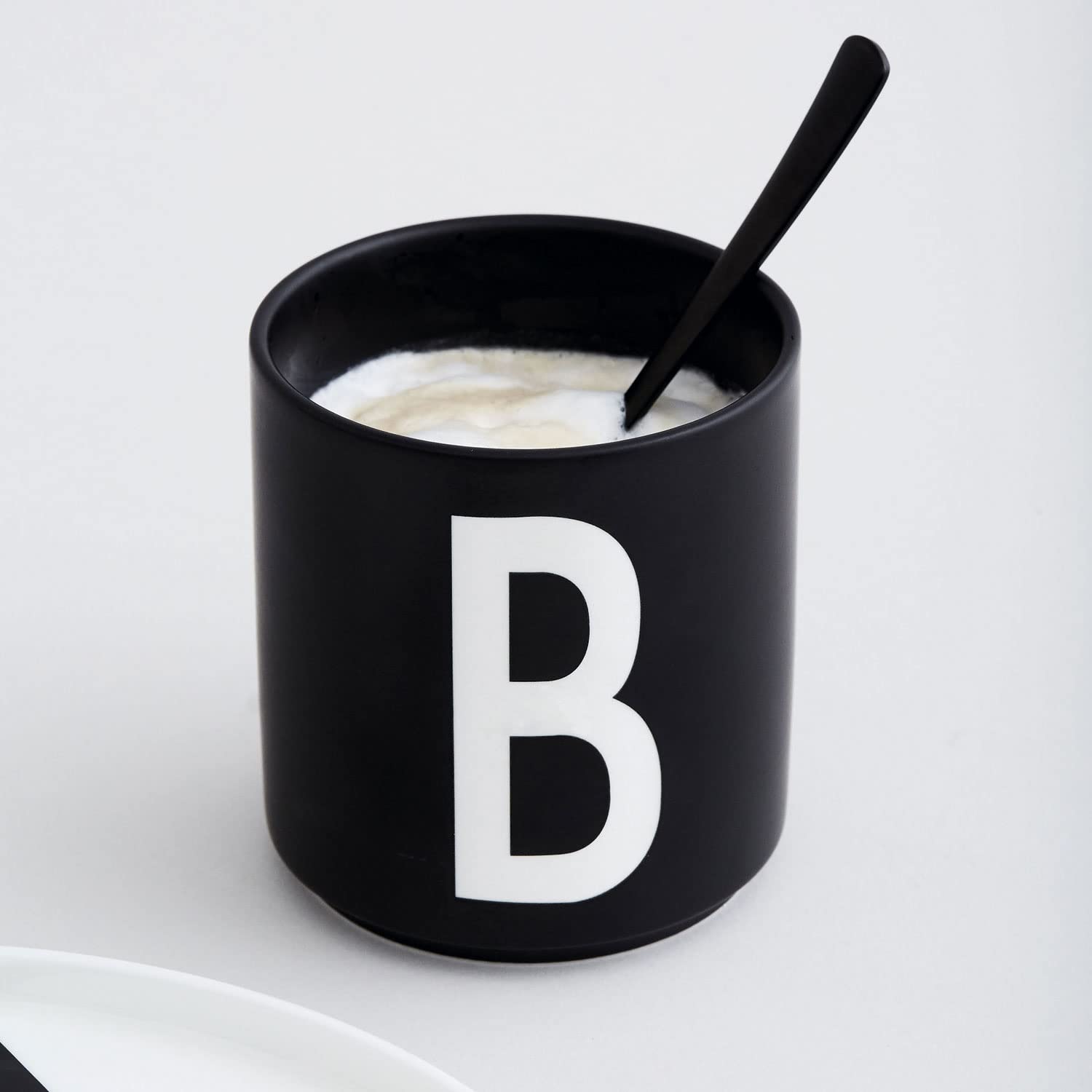 Personalized Monogram Coffee Mug with Initial A-Z | 11 oz Porcelain Tea Cup for Men & Women | Unique Christmas & Thanksgiving Gift for Her, Him, Friends | Perfect for Home, Office & Holiday Gifting | Black Design Letters Mug