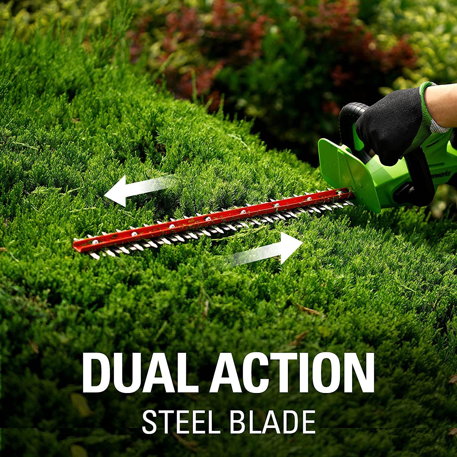 Greenworks 24V 22-Inch Cordless Hedge Trimmer with Rotating Handle - Includes (1) 1.5Ah USB Battery & Charger + 24V Axial Blower (90 MPH/320 CFM) - Perfect for Landscaping, Yard Maintenance, and Professional Gardening