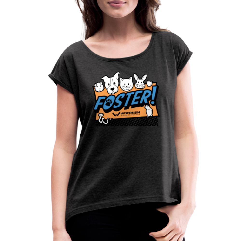 Foster Logo Roll Cuff T-Shirt - Stylish Casual Short Sleeve Tee for Men & Women | Perfect for Everyday Wear, Street Fashion & Outings