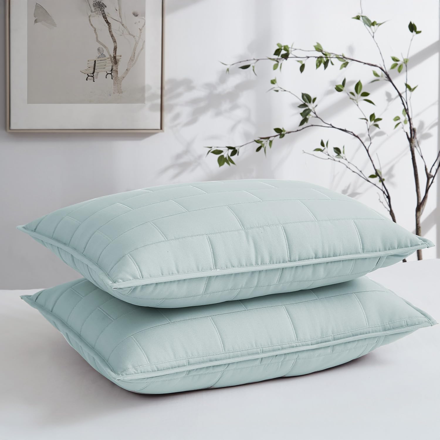 Southshore Fine Living 6-Piece Twin Daybed Comforter Set - Brickyard Blue Quilted Bedding with Cover, 3 Pillow Shams, Bed Skirt & Throw Pillow | Perfect for Guest Rooms, Dormitories & Cozy Reading Nooks