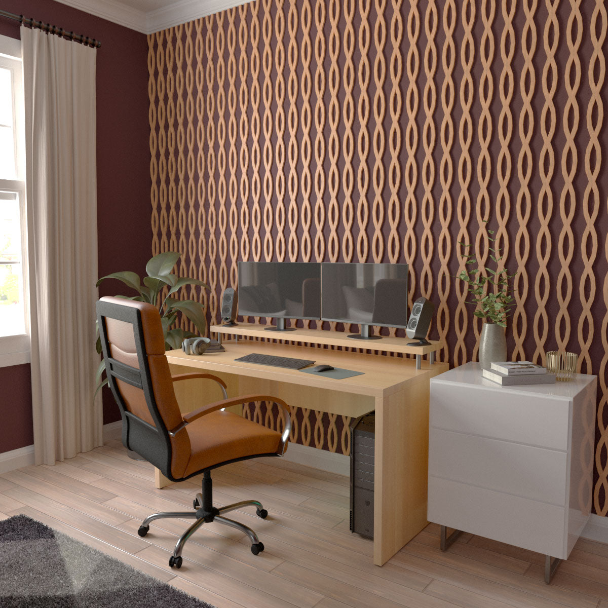 Rakaia Adjustable Wood Slat Wall Panel Kit - DIY Modern Acoustic Wall Decor for Living Room, Bedroom & Office