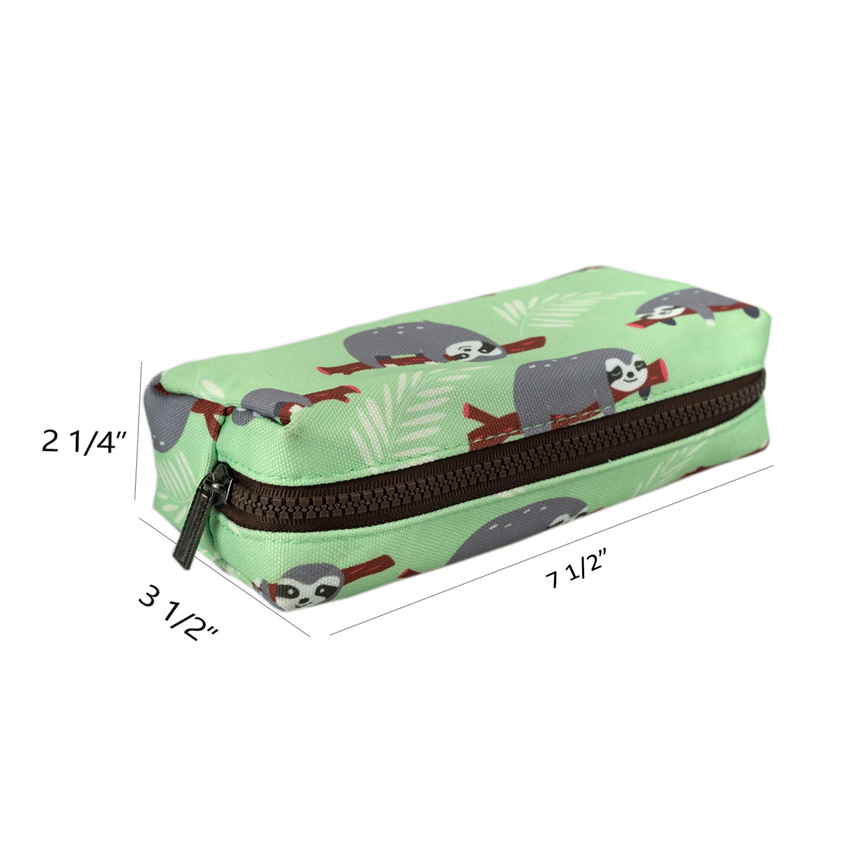LParkin Sloth Super Large Capacity Canvas Pencil Case - Waterproof Pen Organizer for School, Office & Travel - Perfect for Students, Artists & Makeup Lovers (Green)