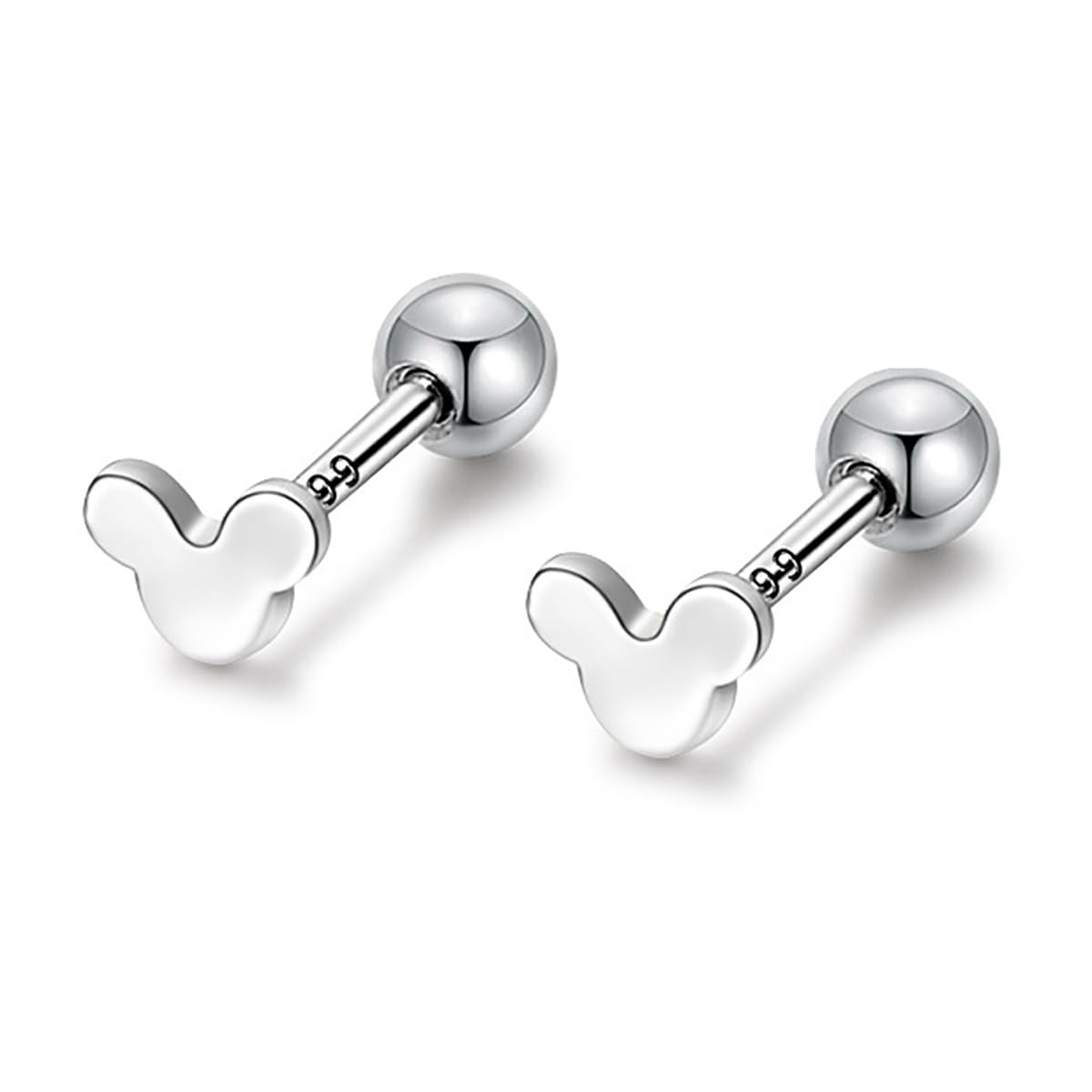 Kaguyo Minnie Mouse Earrings - Sterling Silver Cartilage Studs for Women, Girls & Kids - Small Tiny Screw Back Earrings - Disney Mickey Mouse Jewelry - Perfect Birthday Gifts for Disney Fans & Theme Park Lovers