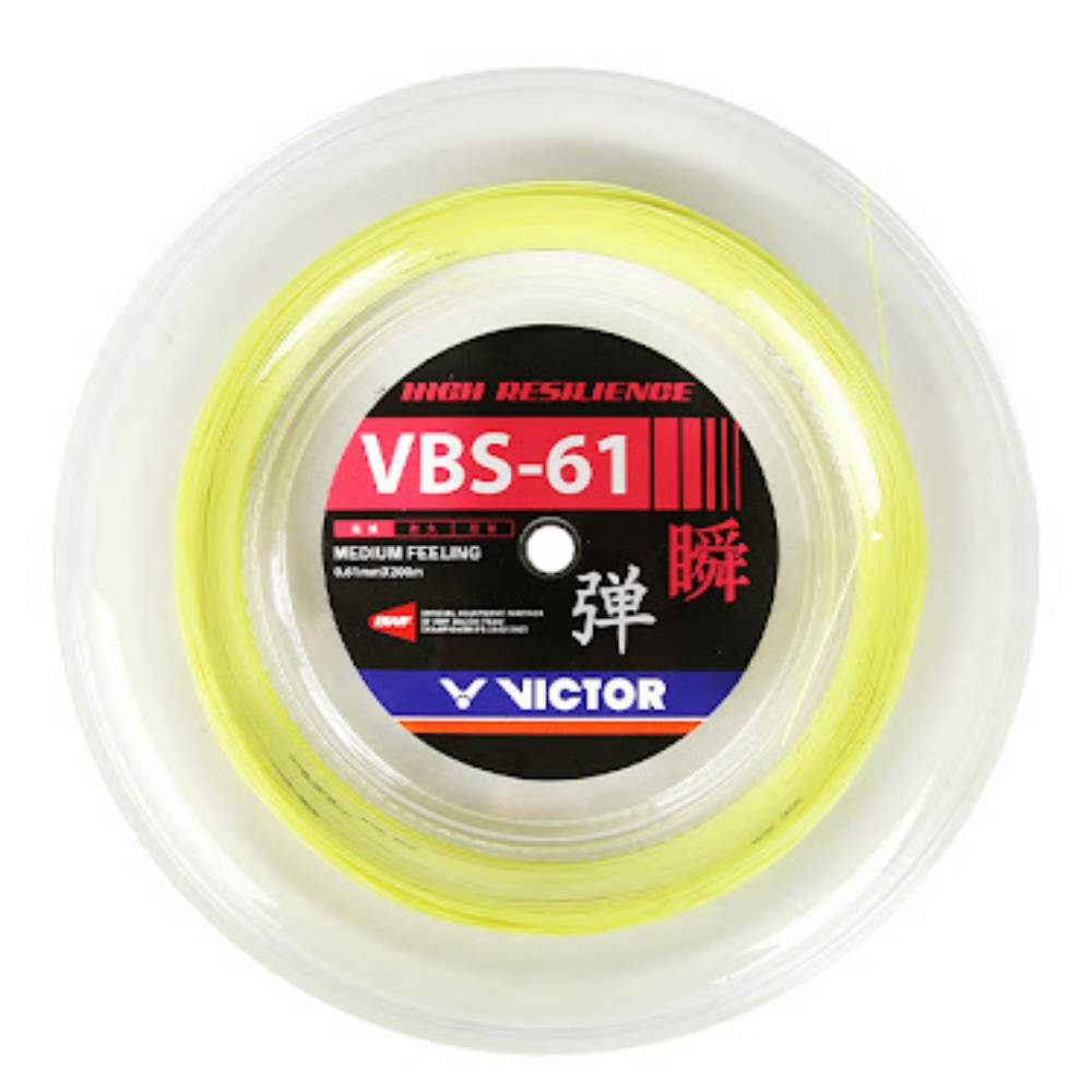 Victor VBS 61 Badminton String Reel (Yellow) - High Performance Badminton String for Durability & Control - Perfect for Tournaments & Training