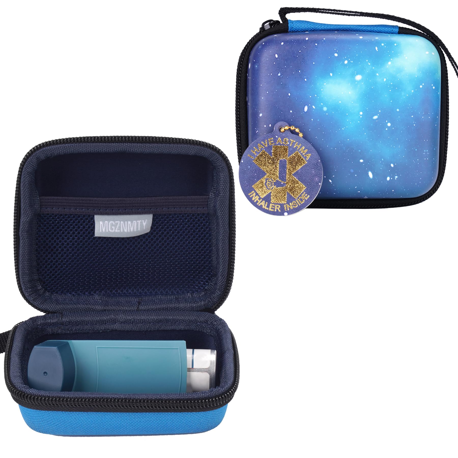 MGZNMTY Asthma Inhaler Holder Case - Portable Storage & Travel Organizer for Adults & Kids (Star Blue) - Perfect for Home, School, Gym & Outdoor Activities