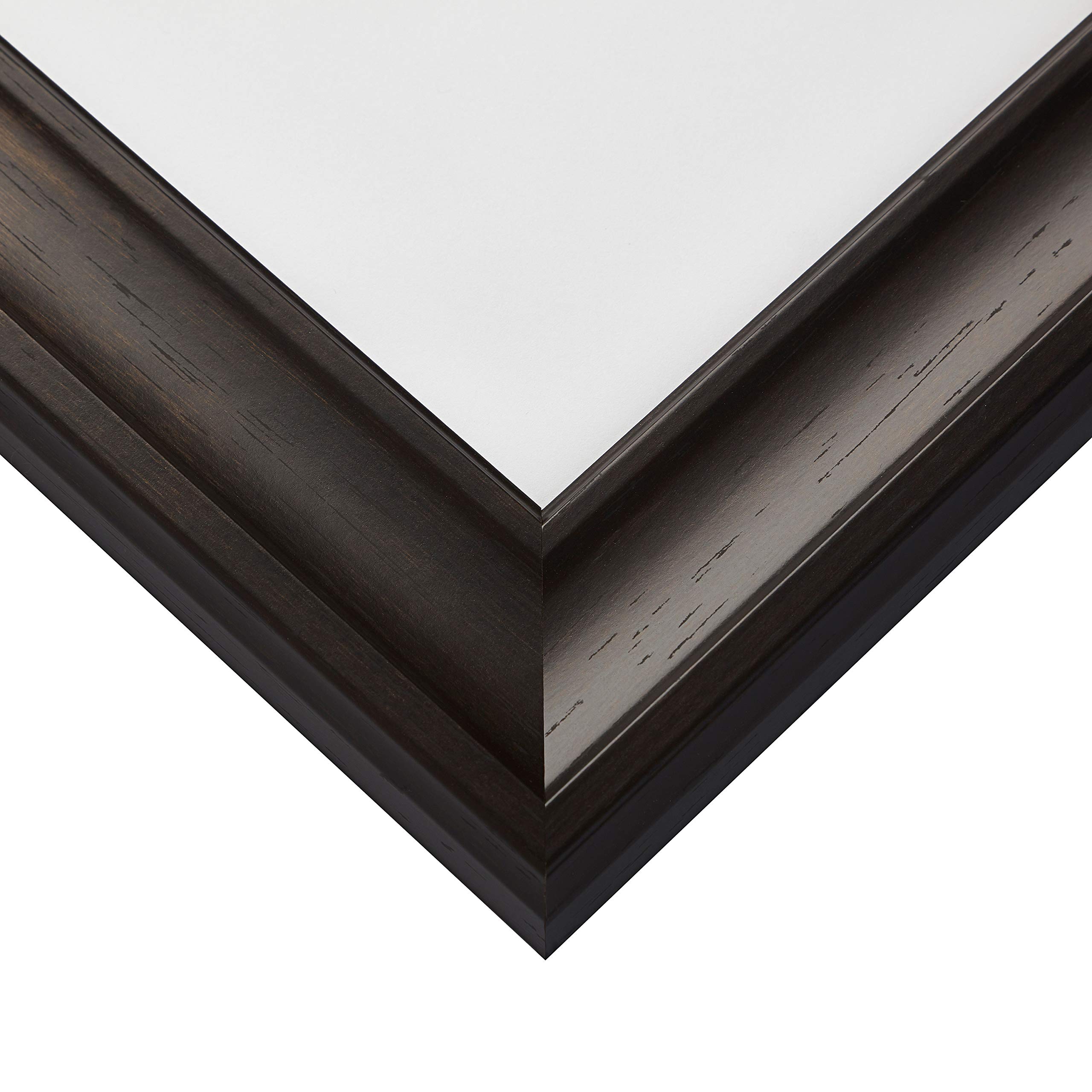Craig Frames Scalloped American Barn Style Picture Frame - Faux Barnwood Photo Frame in Dark Walnut Brown - 18x36 Inch Wall Decor for Living Room, Bedroom & Office Display