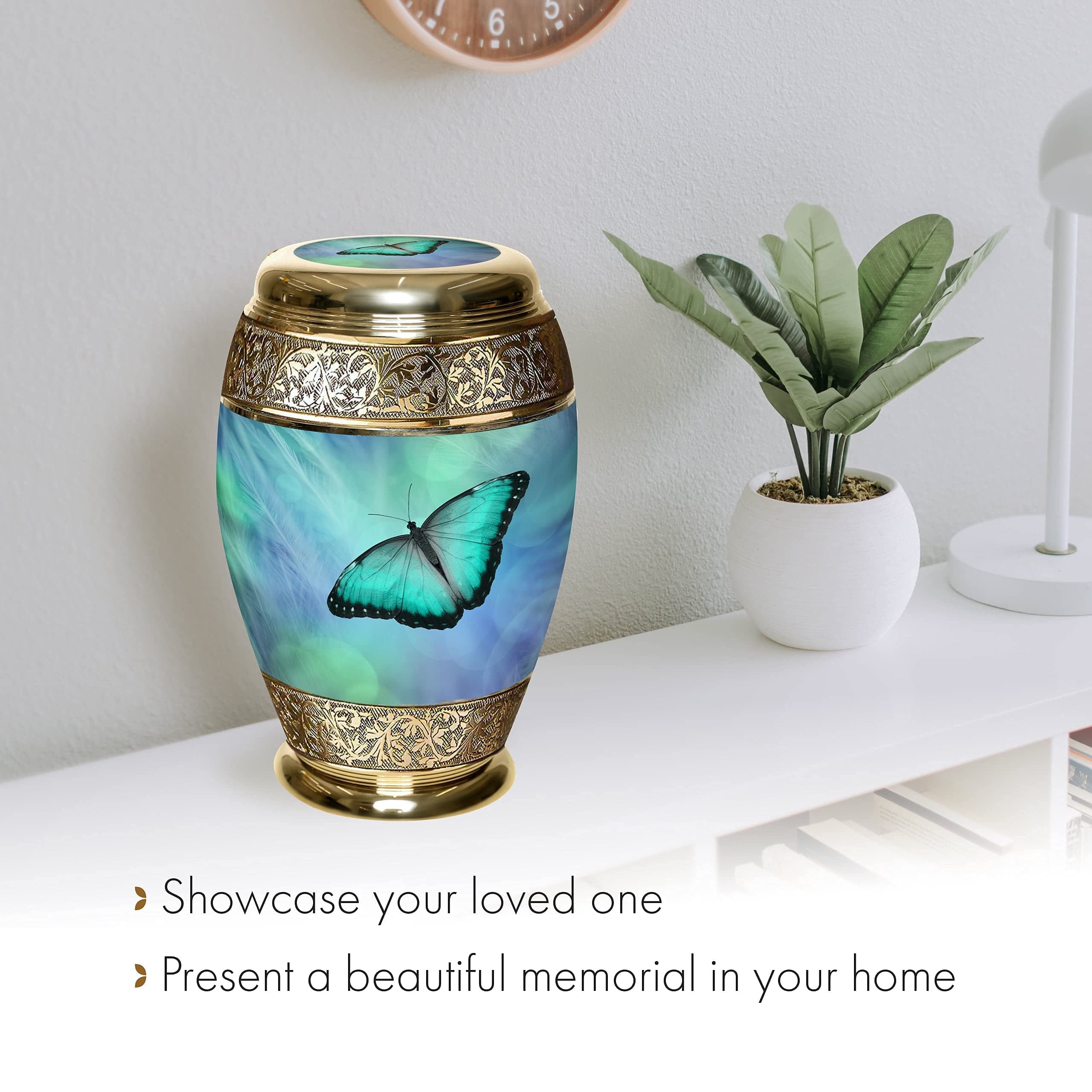 Extra Large Butterfly Cremation Urn for Ashes - Personalized Memorial Urn for Women, Handcrafted Adult Female Ashes Container - Decorative Keepsake for Home Memorial, Funeral Display & Celebration of Life Ceremony