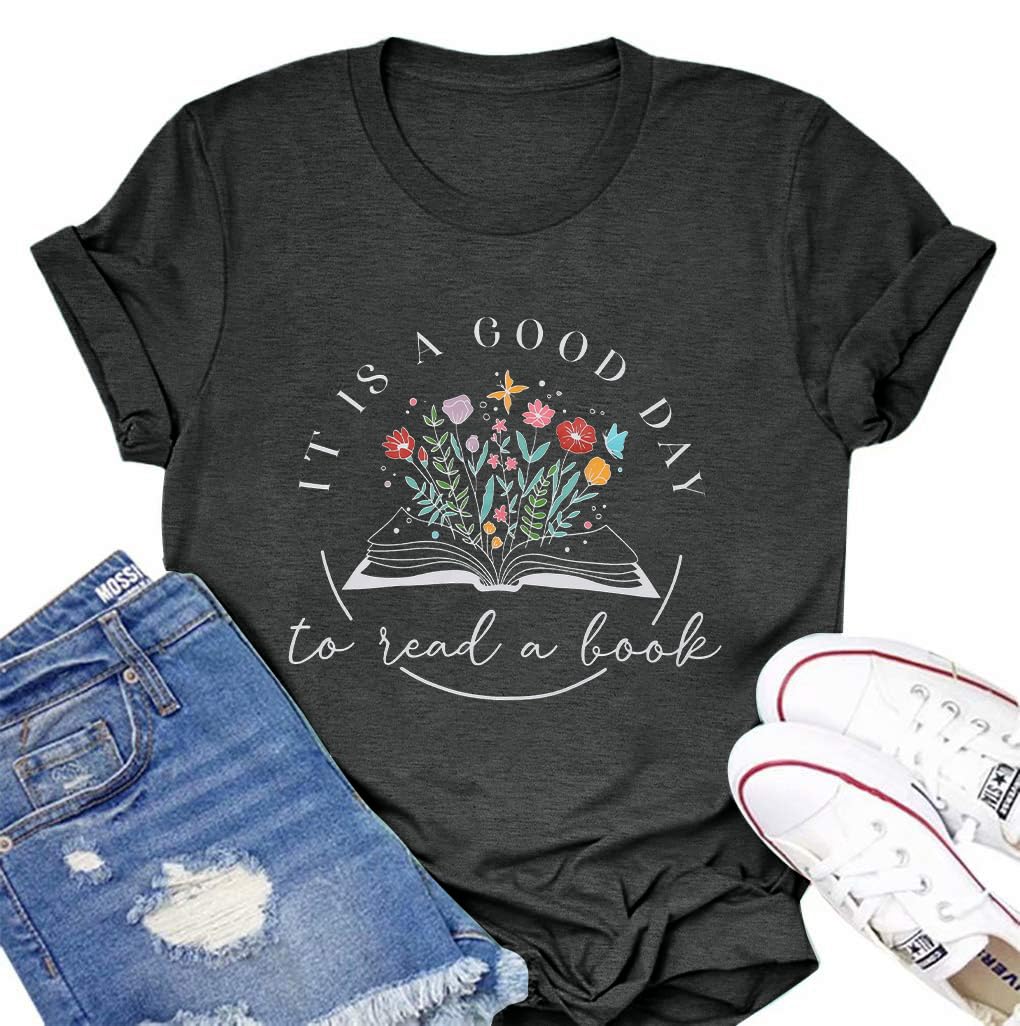 Women's Book Lover Graphic T-Shirt - Teacher Apparel & Reading Enthusiast Tee - Casual Short Sleeve Top for Book Clubs, Library Visits & Everyday Wear