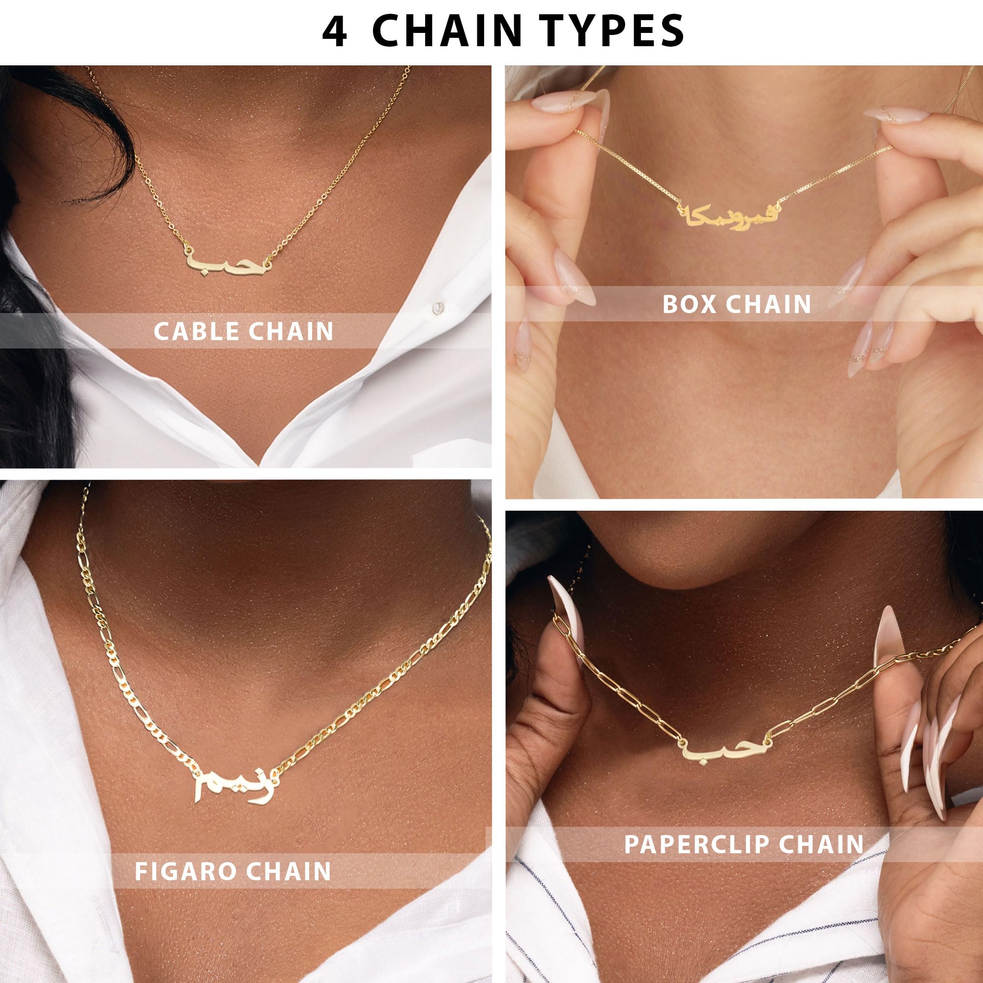 Personalized Arabic Name Necklace - Custom Sterling Silver or 18k Gold/Rose Gold Plated Jewelry - Perfect for Gifts, Anniversaries & Special Occasions