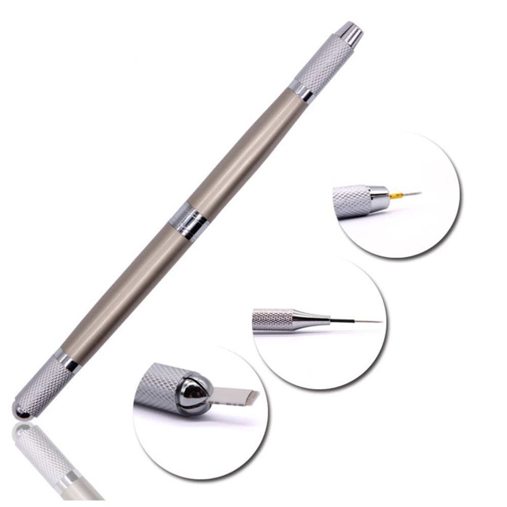 Xiaoyu 3-in-1 Multifunctional Manual Tattoo Pen for Permanent Makeup, Eyebrow Microblading & Cosmetic Tattooing - Champagne Gold - Perfect for Salon Professionals & DIY Beauty Enthusiasts