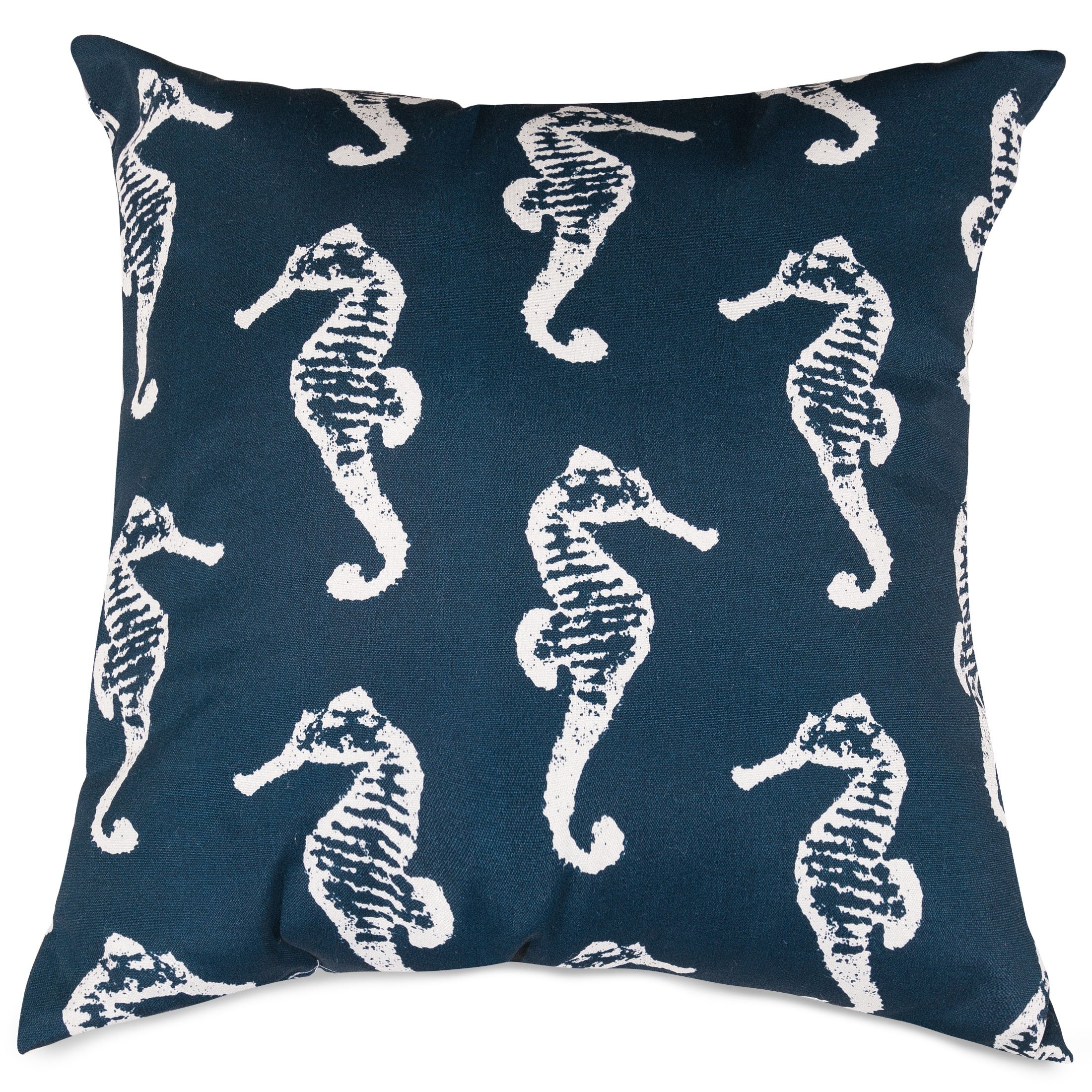 Majestic Home Goods Large Navy Sea Horse Pillow - Soft Decorative Throw Pillow for Sofa, Bed, Nursery & Coastal Home Decor