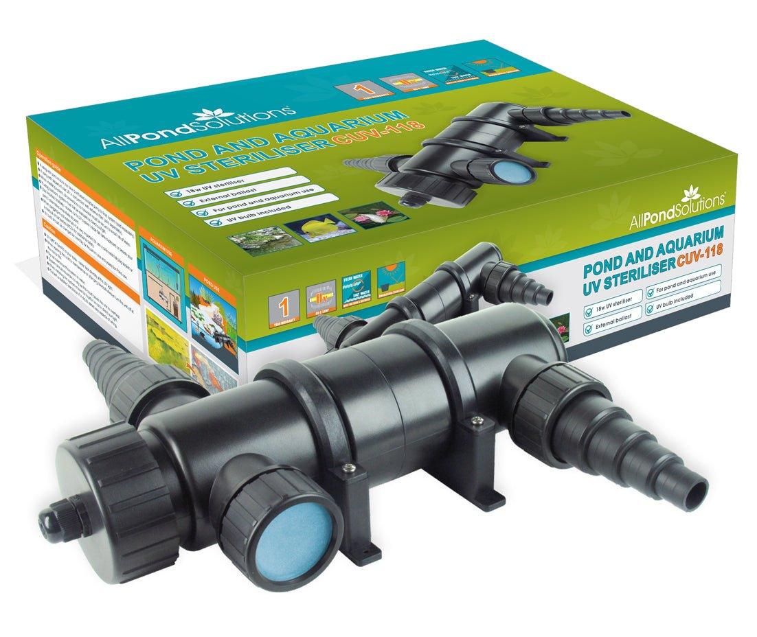 AllPondSolutions 18W UV Sterilizer for Ponds & Aquariums - CUV 118 - Kills Algae & Harmful Bacteria | Perfect for Outdoor Ponds, Fish Tanks & Water Features