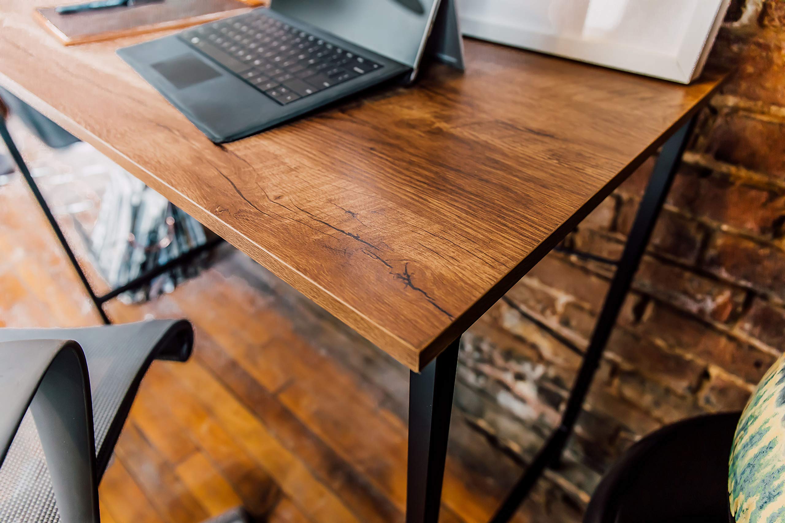 OneSpace Bellamy Classic Oak Computer Desk - Modern Home Office Desk for Work & Study, Durable Wooden Writing Table with Spacious Work Surface, Perfect for Small Spaces & Remote Work