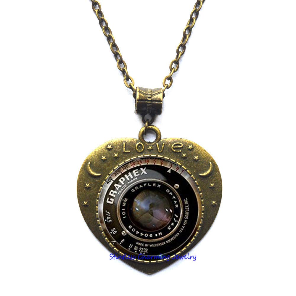 Camera Lens Pendant Necklace - Vintage Grahpex Photography Jewelry Gift for Photographers & Camera Lovers (JP326) - Perfect for Photography Enthusiasts, Birthday Gifts & Fashion Accessories