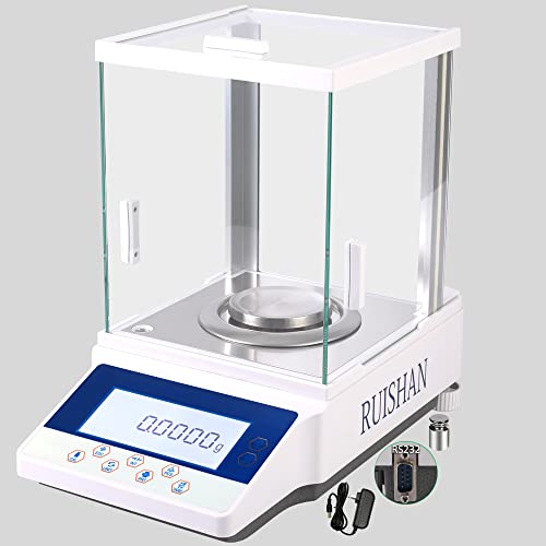 RUISHAN 220g x 0.1mg Precision Lab Analytical Balance Scale | 0.0001g High Accuracy Electronic Scientific Scale for Laboratory, Pharmacy, Jewelry | External Calibration | Perfect for Weighing Chemicals, Gemstones & Educational Experiments