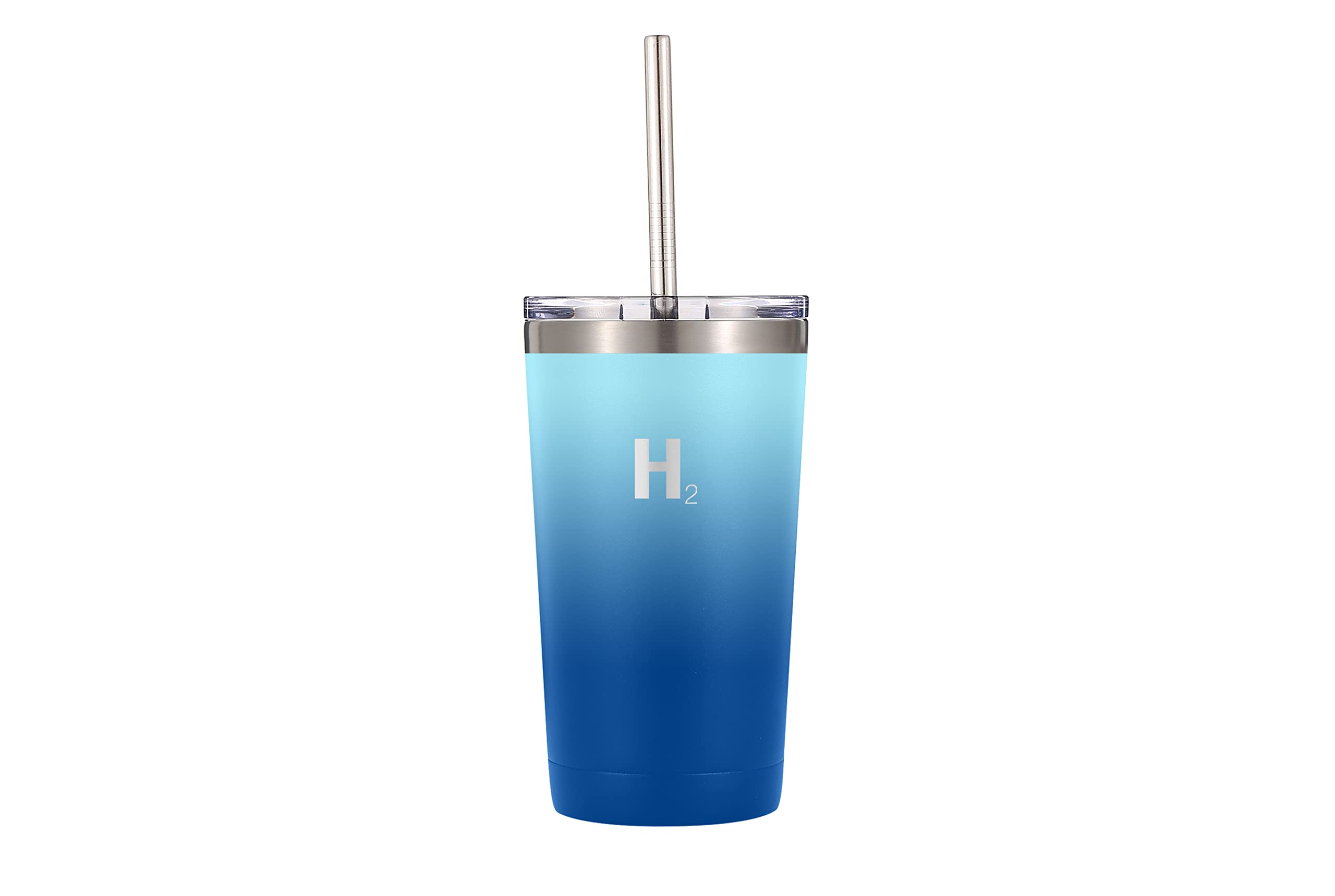 H2 HYDROLOGY Classic 16 oz Stainless Steel Tumbler with Lid & 4 Straws | Double Wall Vacuum Insulated | Keeps Drinks Hot/Cold for Hours | Leakproof & Anti-Slip Design | Perfect for Coffee, Tea, Iced Water | Great for Office, Travel, Gym, Outdoor Activities