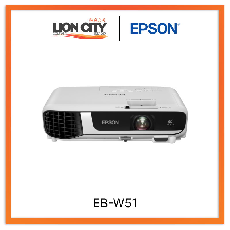 Epson EB-W51 WXGA 3LCD Projector - 4000 Lumens, 16:10 Aspect Ratio, HDMI & USB Ports for Home Theater, Office Presentations, and Classroom Teaching