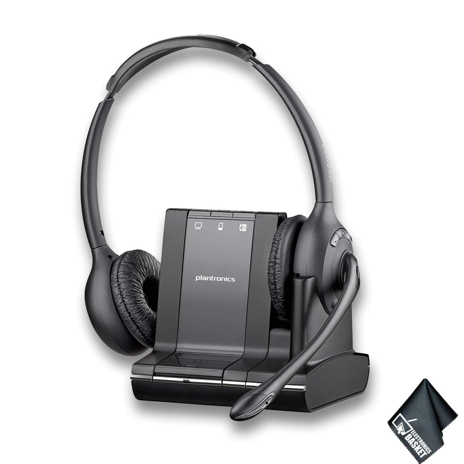 Plantronics Savi W720 Wireless Headset System - Multi-Device Bluetooth Headset with Noise Cancelling Mic for Office, Call Center & Remote Work