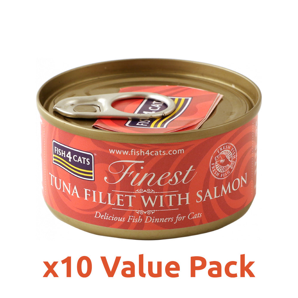 Premium Tuna & Salmon Cat Food - Grain-Free, High-Protein Wet Cat Food for Adult & Senior Cats - Delicious Seafood Flavor for Picky Eaters - Perfect for Mealtime, Travel & Emergency Kits