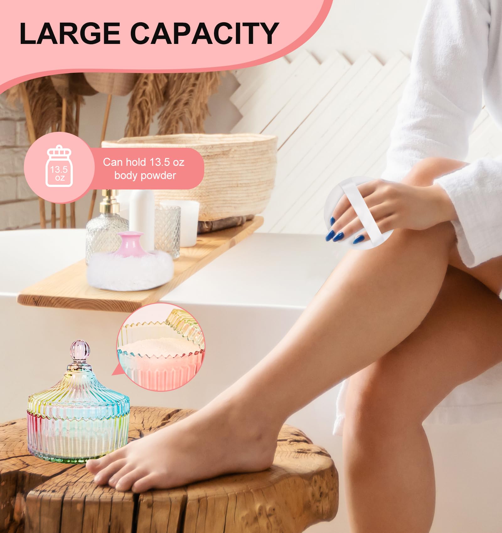 LAKIRA Extra Large Body Powder Puff with Container - 5.35