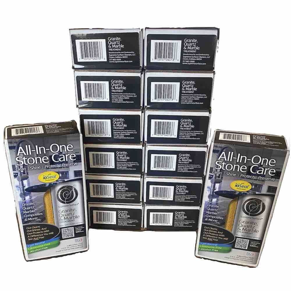 All-in-One Stone Care Kit - Cleaner, Polish & Sealer (8 fl oz Spray) for Granite, Marble & Countertops – Perfect for Kitchen & Bathroom Surfaces