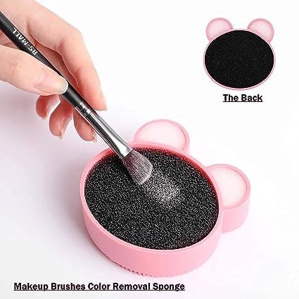 BANIRA 2-in-1 Silicone Makeup Brush Cleaner Pad - Dry Brush Color Switch & Wet Cleaning Mat with Color Removal Sponge - Perfect for Professional & Home Makeup Brush Care
